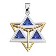 Merkaba Blau - Anhänger - teilvergoldet, mit Zirkonia Merkaba Blau - Anhänger - teilvergoldet, mit Zirkonia