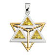 Merkaba Gelb - Anhänger - teilvergoldet, mit Zirkonia Merkaba Gelb - Anhänger - teilvergoldet, mit Zirkonia